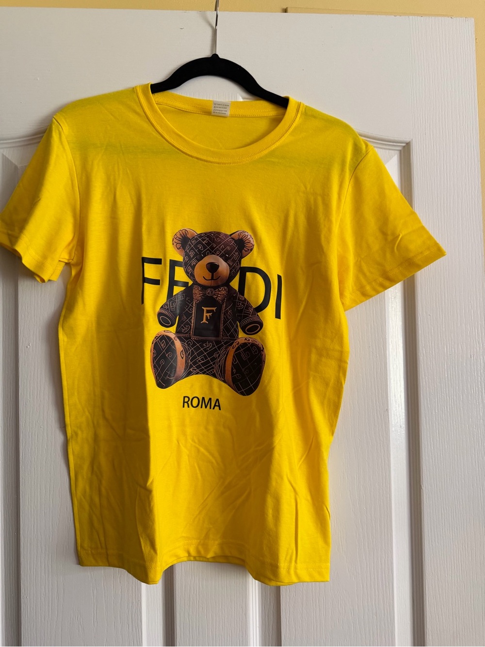 Fendi Bright Yellow Teddy Bear Graphic Tee